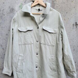 Sage Green H&M Corduroy Jacket Sz L 100% Cotton